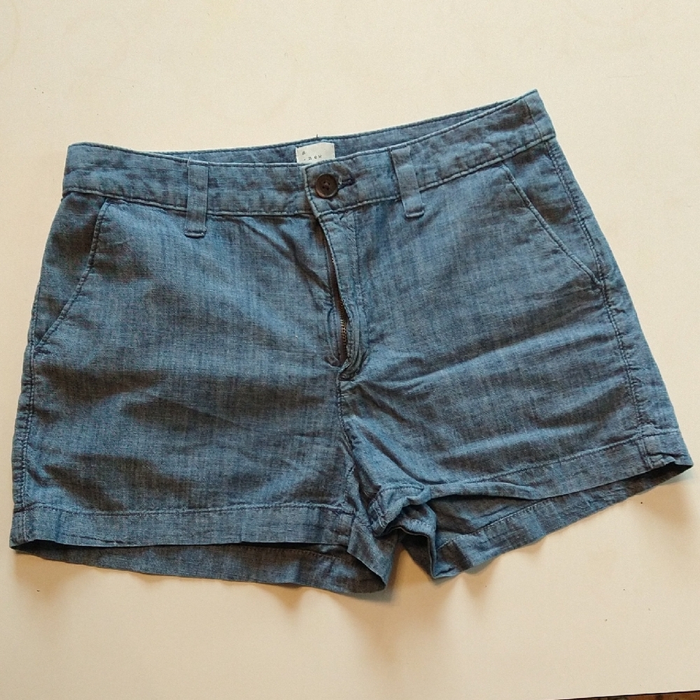 Women's Blue Denim Chambray Shorts